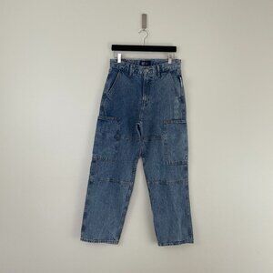 Gap 100% Cotton Denim Baggy Utility Cargo Tapered Jeans Size 29x30